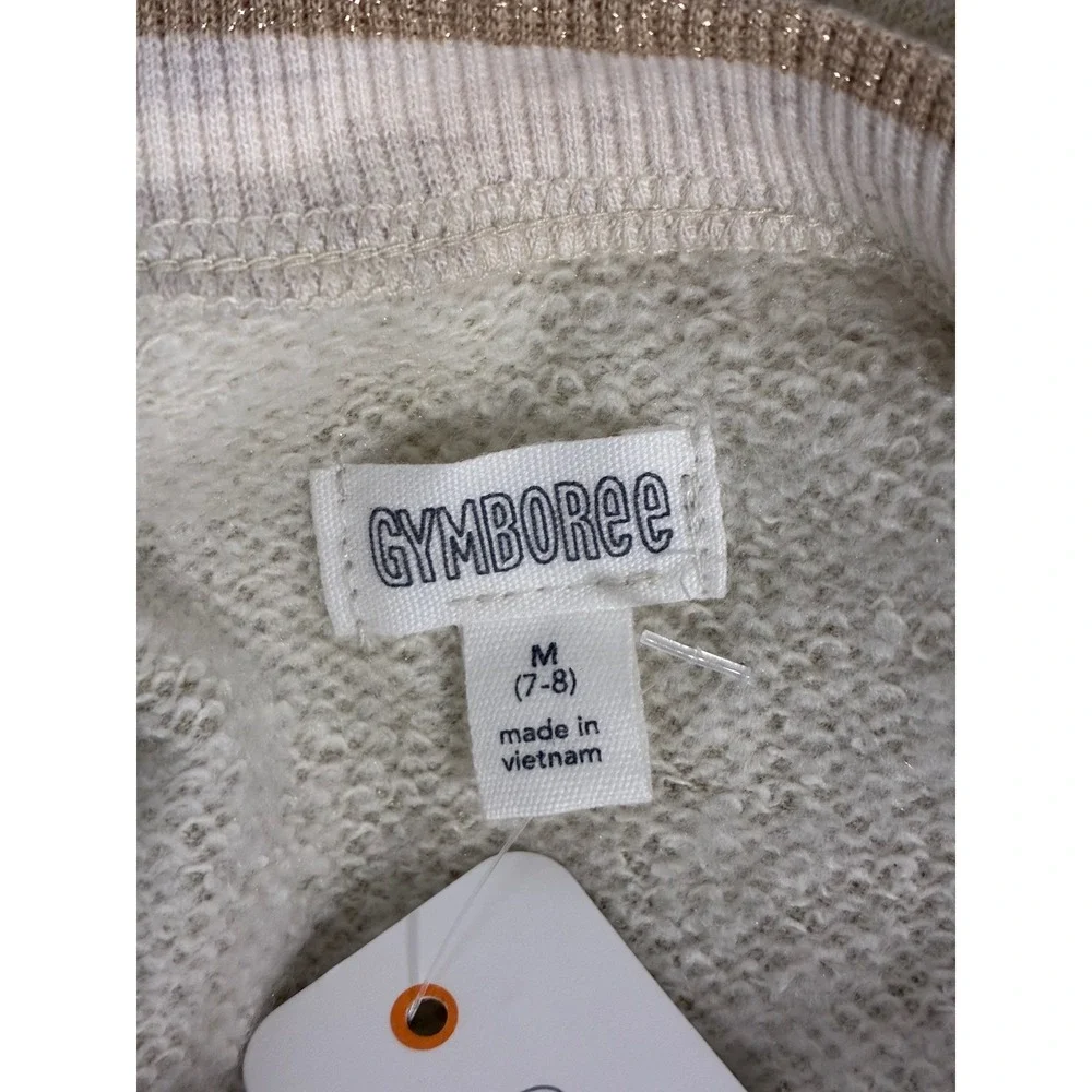Gymboree Girls Gold Metallic Shimmer Sweatshirt Dress Pockets‎ Size M 7-8 NWT